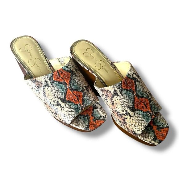 Jessica Simpson Sheyna Snake Print Wedge Slip On Sandals Size 9.5 - Picture 2 of 8